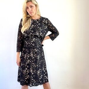 Kate Spade Black and Nude Lace Skirt and Top Set